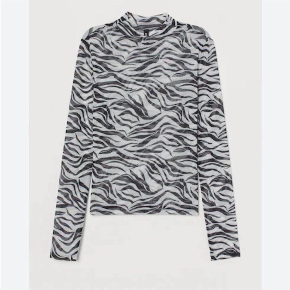 3/$25 | Y2K Streetwear Society Monochrome Zebra Long Sleeve Mesh Top